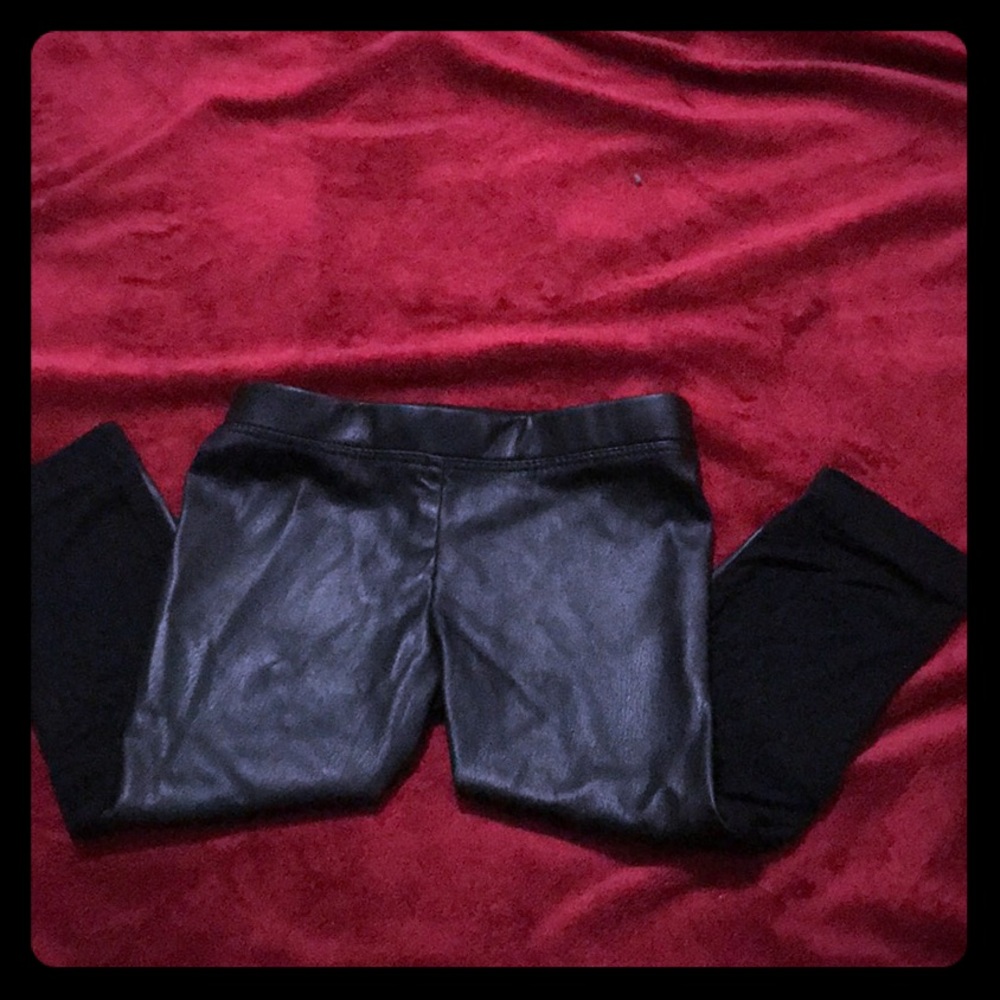 Faux leather toddler leggings.